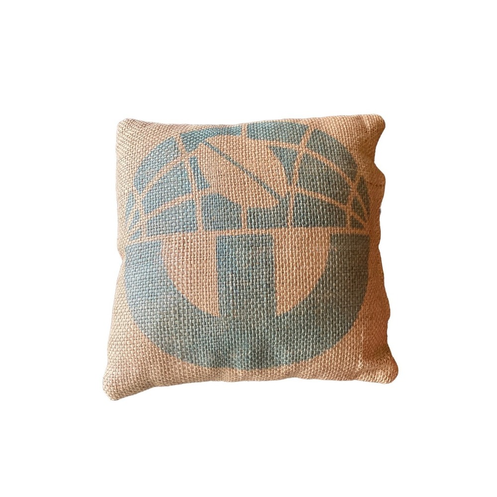 Burlap Block Print Pillow‎ Football Zip Closure Insert